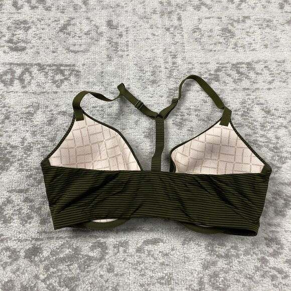 Victoria Secret Bra Green Stripe Racerback Semi Demi Front Closure Size 34D - Picture 3 of 4